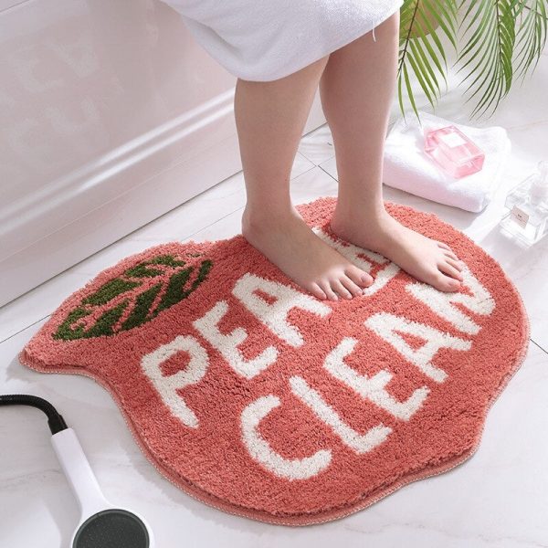 Peachy Clean Non-Slip Peach Bath Mat | Absorbent Cotton Microfiber Rug