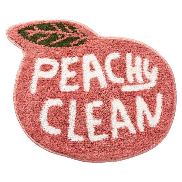 Peachy Clean Non-Slip Peach Bath Mat | Absorbent Cotton Microfiber Rug - Image 5
