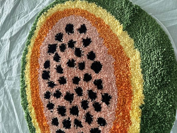 Papaya Geometric Absorbent Bathroom Mat – Soft, Fast-Drying Bath Mat with Bold Modern Design - Image 2