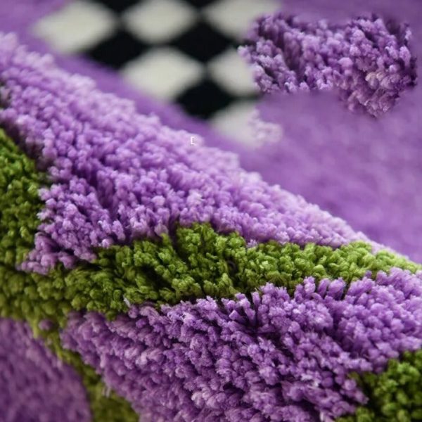 Purple Abstract Design Hand-Crafted Rug – Luxurious Anti-Slip Bath Mat - Image 2