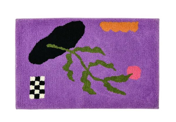 Purple Abstract Design Hand-Crafted Rug – Luxurious Anti-Slip Bath Mat