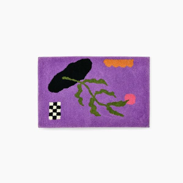 Purple Abstract Design Hand-Crafted Rug – Luxurious Anti-Slip Bath Mat - Image 7